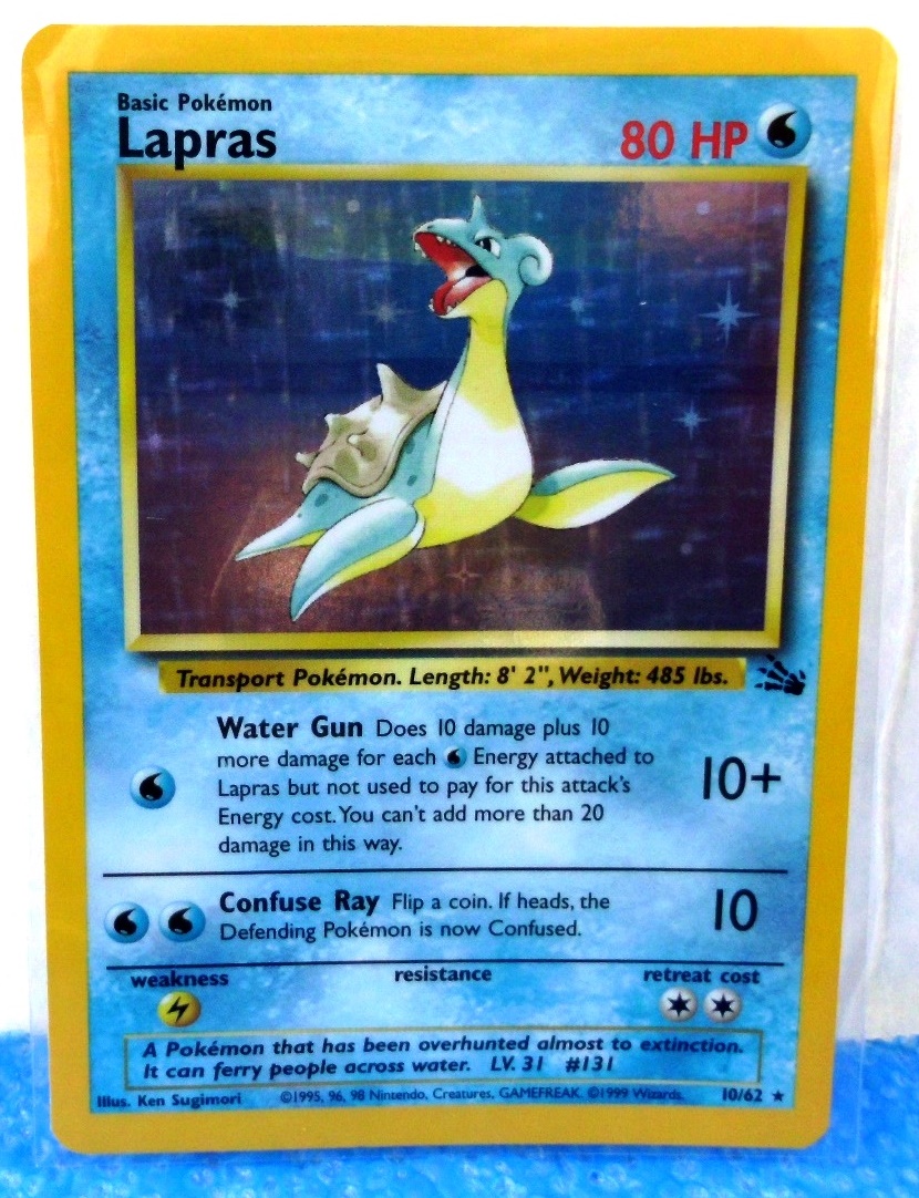 cien Saca la aseguranza Asombro Lapras (Card #10/62) “Pokemon Fossil Unlimited Booster Holo Foil Base Set”  (Wizards Of The Coast Collection Series) “Rare-Vintage” (1999) » Now And  Then Collectibles
