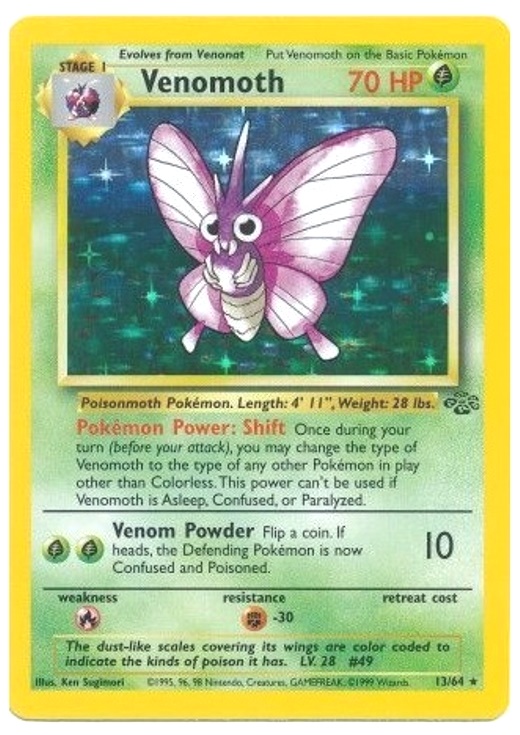 13-64 Venomoth (Pokemon Jungle Unlimited Edition 1999 Holo-Foil Base)