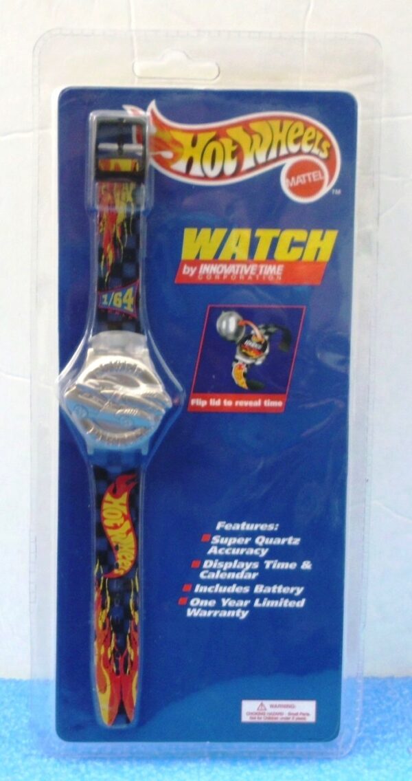 Hot Wheels Watch (1998-Power Pistons Silver Flip Lid) (1)
