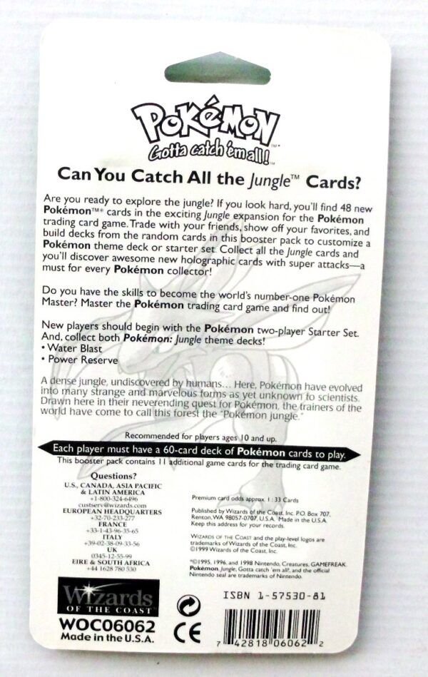 Pokemon (Flareon Image) Empty-Jungle Booster Card & Pack 1999) (6) Pokemon (Flareon Image) Empty-Jungle Booster Card & Pack 1999) (6)