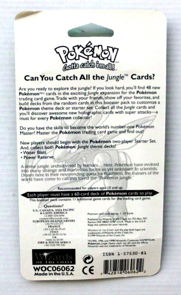 Pokemon (Scyther Image) Empty-Jungle Booster Card & Pack 1999) (6) Pokemon (Scyther Image) Empty-Jungle Booster Card & Pack 1999) (6)