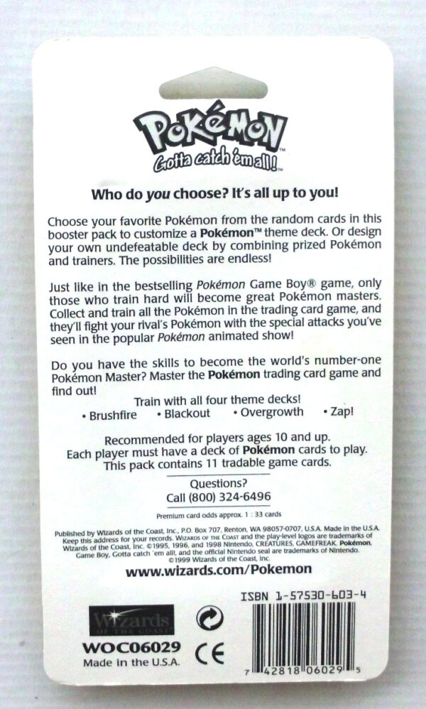 Pokemon (Venusaur Image) Empty-Unlimited Booster Card & Pack 1999 (6) Pokemon (Venusaur Image) Empty-Unlimited Booster Card & Pack 1999 (6)