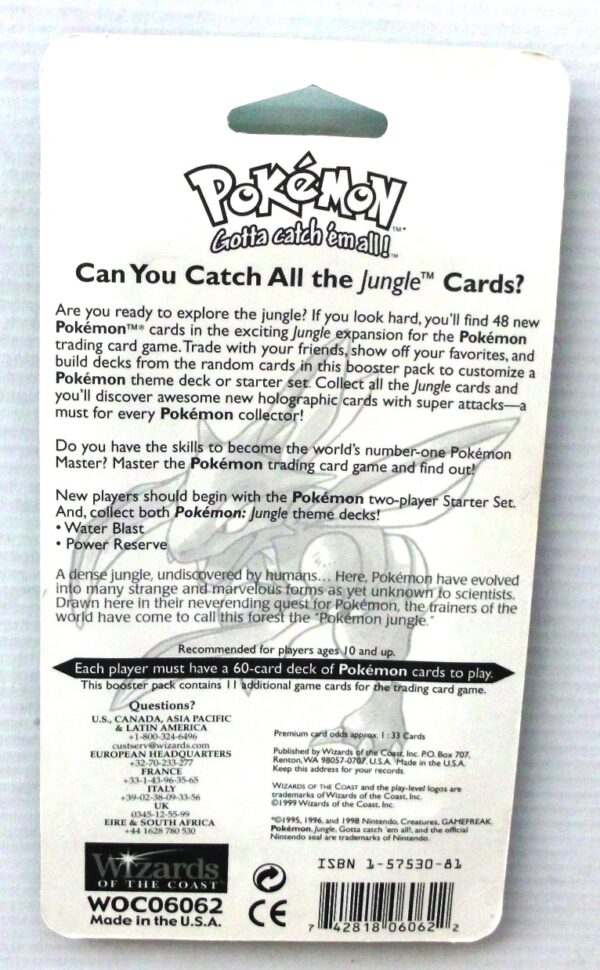 Pokemon (Wigglytuff Image) Empty-Jungle Booster Card & Pack 1999) (6) Pokemon (Wigglytuff Image) Empty-Jungle Booster Card & Pack 1999) (6)