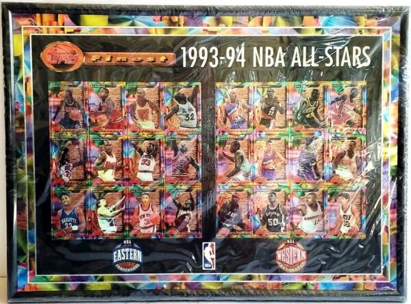 Topps Finest NBA All Stars Uncut Framed 26x9 Commemorative Sheet-ee