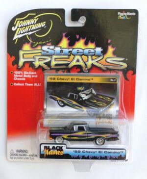 Johnny Lightning (Black With Flames Street Freaks Vintage Series Collection) 1/64 Scale Die-Cast Vehicle (Johnny Lightning Collection Series) “Rare-Vintage” (2003-2005)