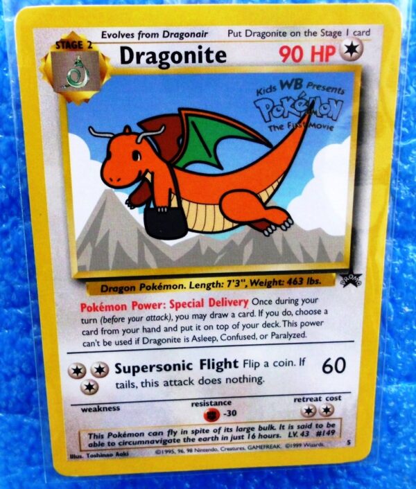 Dragonite Promo Card #5 “Gold Seal Stamped-1999 (1) Dragonite Promo Card #5 “Gold Seal Stamped-1999 (1)