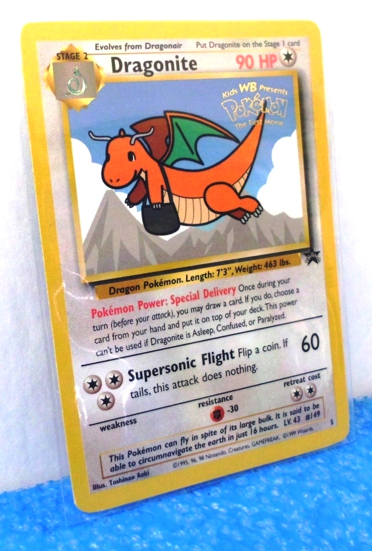 Dragonite Promo Card 5 Gold Seal Wb Kids Presents Pokemon The First Movie Wizards Of The Coast Collection Series Rare Vintage 1999 Now And Then Collectibles