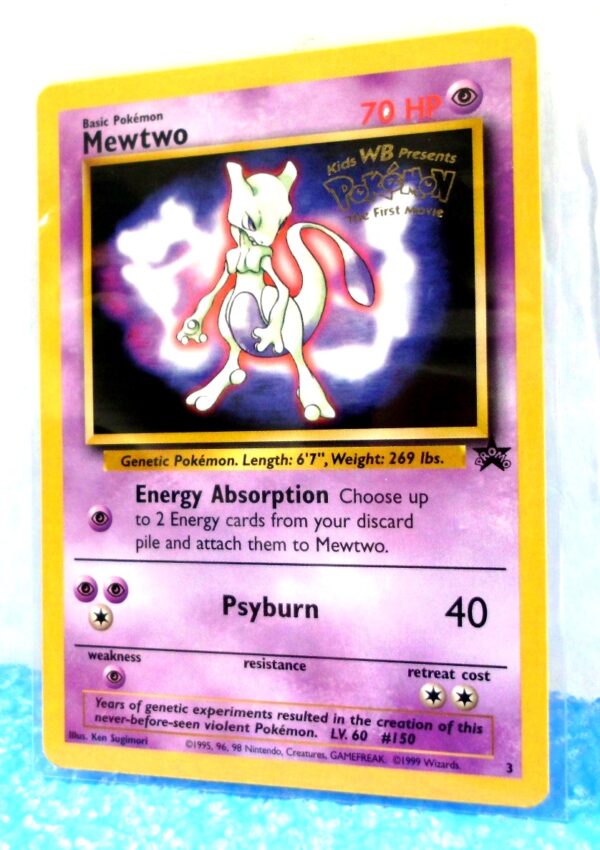 Mewtwo Promo Card #3 (Gold Seal-WB Kids Presents-1999) (3) Mewtwo Promo Card #3 (Gold Seal-WB Kids Presents-1999) (3)