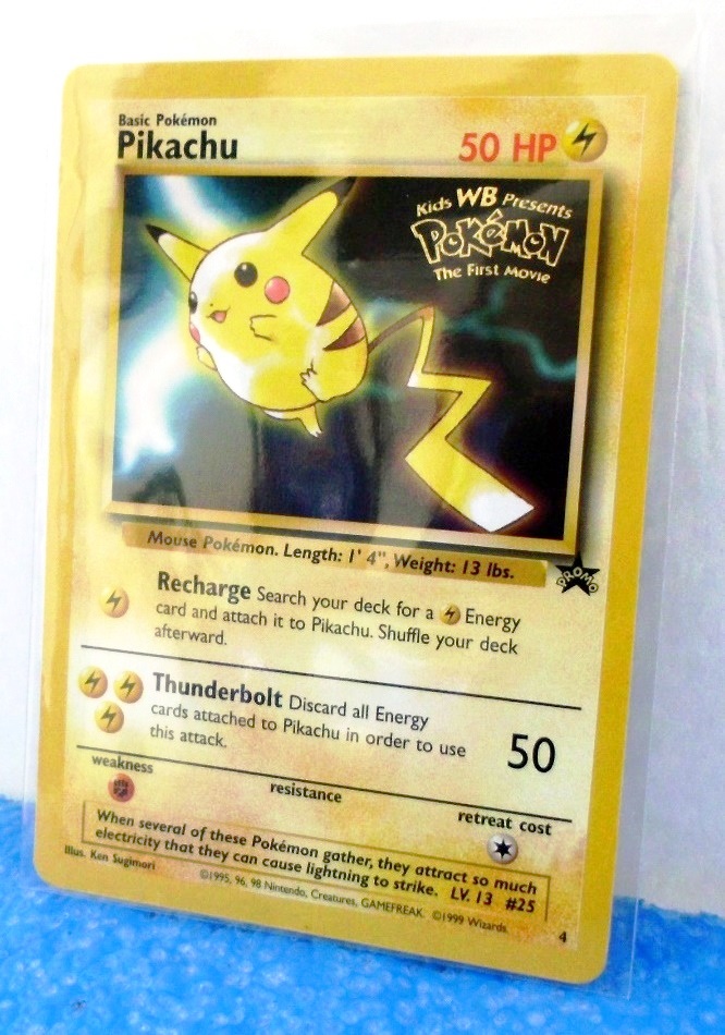 Pikachu Promo Card 4 Gold Seal Wb Kids Presents Pokemon The First Movie Wizards Of The Coast Collection Series Rare Vintage 1999 Now And Then Collectibles