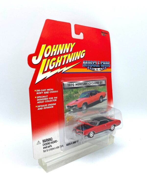 JL Muscle Cars U.S.A. 1970 Mercury Cyclone GT (Red) w/Bonus Collector Photo Card #05 Designed For The Adult Collector Die-Cast Metal Body And Chassis  “Rare-Vintage” (2001)