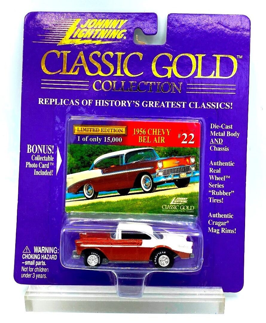 1956 Chevy Bel Air JOHNNY LIGHTNING 2001 TRI-CHEVY die-cast with collectible trading card 