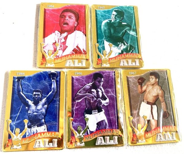 1995 MUHAMMAD ALI Embossed Metal Collector Tin 5-Card Set-a