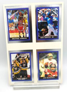 1991 Ballstreet Promotional Uncut Sheet 4-Cards(Jordan-Griffey Jr.-Lemieux & Errey-Montana) (4)
