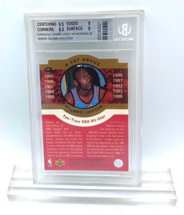 1996-97 Upper Deck Michael Jordan A Cut Above Game Used Card #CA5 Beckett Nint-9 (2) 1996-97 Upper Deck Michael Jordan A Cut Above Game Used Card #CA5 Beckett Nint-9 (2)