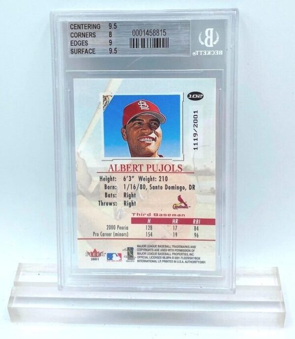 2001 Fleer Authority Rookies Albert Pujols Ltd Ed Card #102 Beckett NM-MT+8.5 (2) 2001 Fleer Authority Rookies Albert Pujols Ltd Ed Card #102 Beckett NM-MT+8.5 (2)