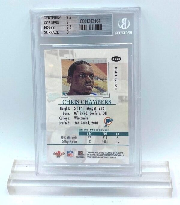 2001 Fleer Authority Rookies Chris Chambers Ltd Ed Card #118 Beckett Mint-9 (2)