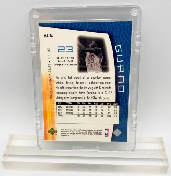 2001 Michael Jordan (MJ'S BACK NC Uniform Silver Script Upper Deck Card #MJ-84)=1pc (2)