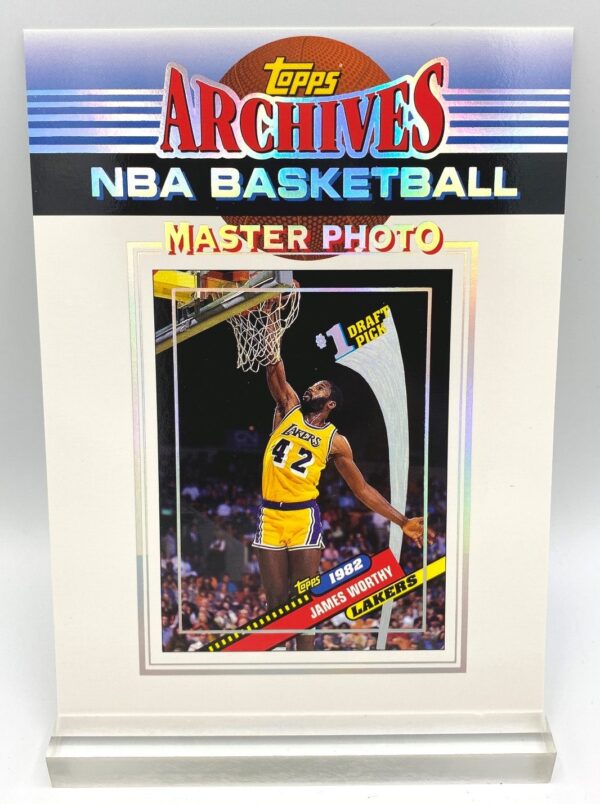 1993 Topps Archives (James Worthy 1982 1st Draft Pick 5x7 Refractor NBA Master Photo) (1)