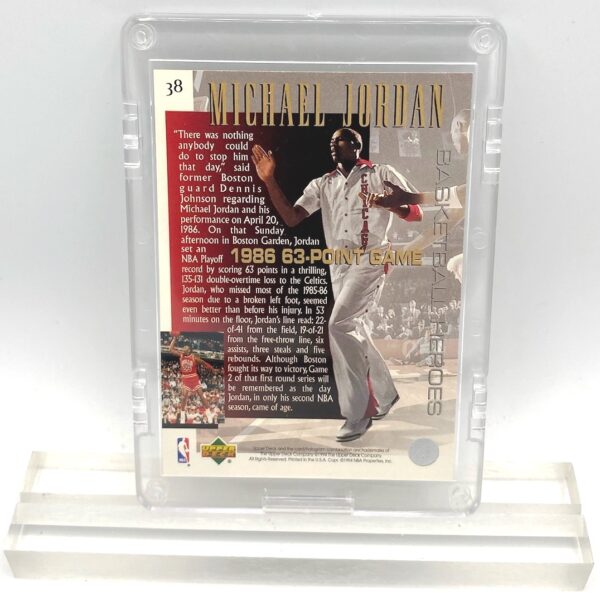 1994 Michael Jordan (GOLD SCRIPT 1986 63-Point Game-Basketball Heroes-UD CARD-#38)=2pcs (2) 1994 Michael Jordan (GOLD SCRIPT 1986 63-Point Game-Basketball Heroes-UD CARD-#38)=2pcs (2)