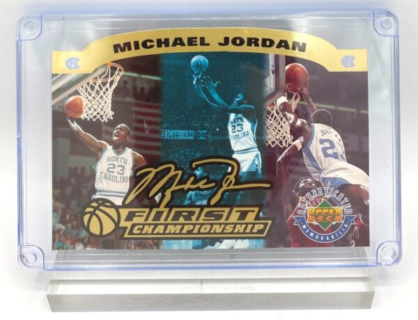 1995 Michael Jordan First Championship (Gold-Signature) UD Memorabilia Card (1)