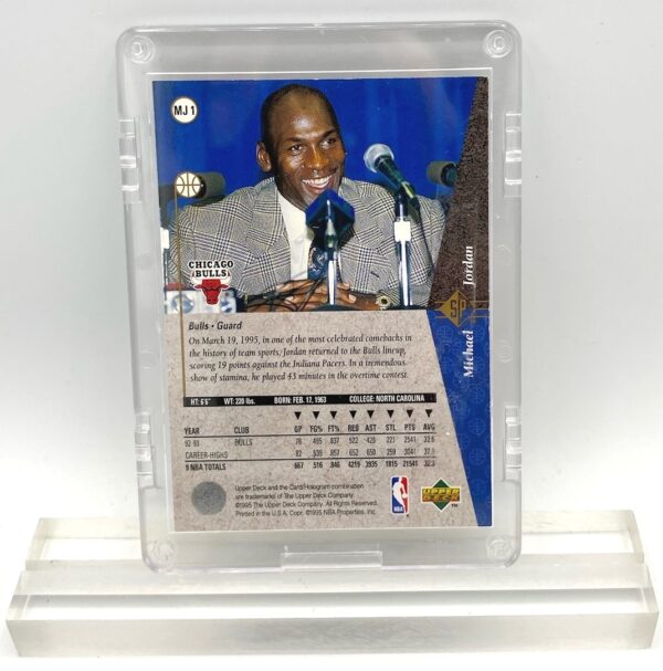 1995 UD SP Silver Michael Jordan MJ1 He's Back Silver Holo Script