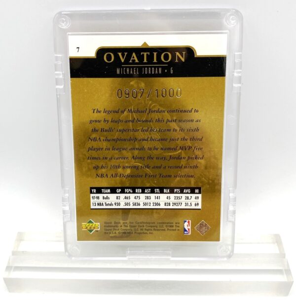1998 Michael Jordan (GOLD SCRIPT-OVATION LIMITED EDITION #0907 of 1000-Upper Deck GOLD-CARD-#7)=1pc (3)