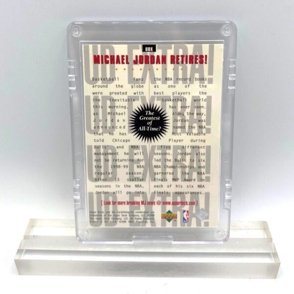 1999 UD EXTRA! Michael Jordan RETIRES! (January 13, 1999 Card #UDX) (2)