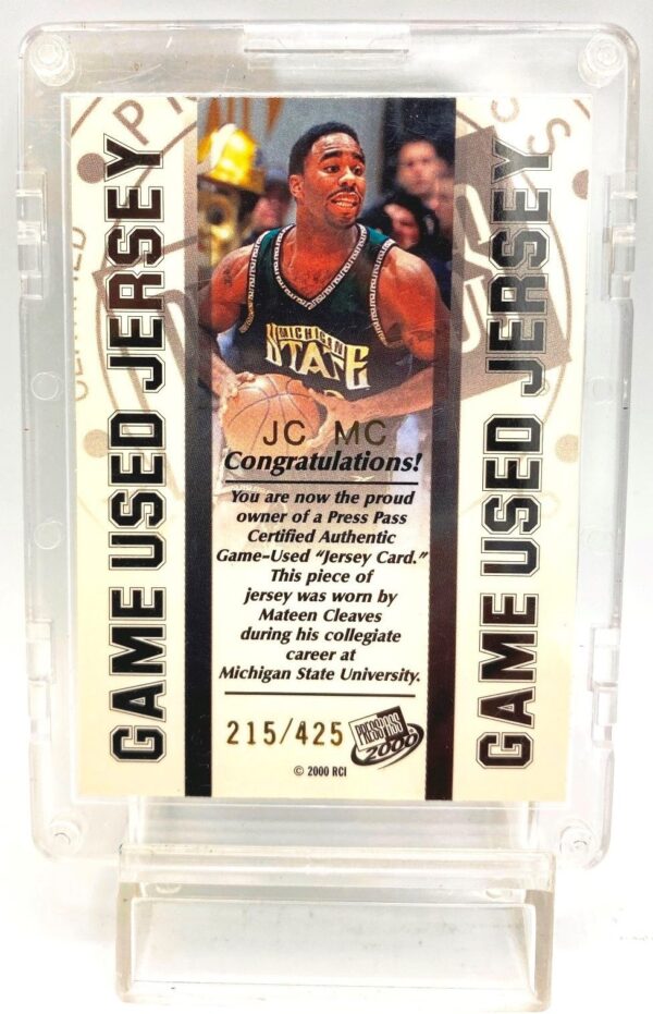 2000 Press Pass (Mateen Cleaves) College-GU Jersey Card #JC MC (5) 2000 Press Pass (Mateen Cleaves) College-GU Jersey Card #JC MC (5)