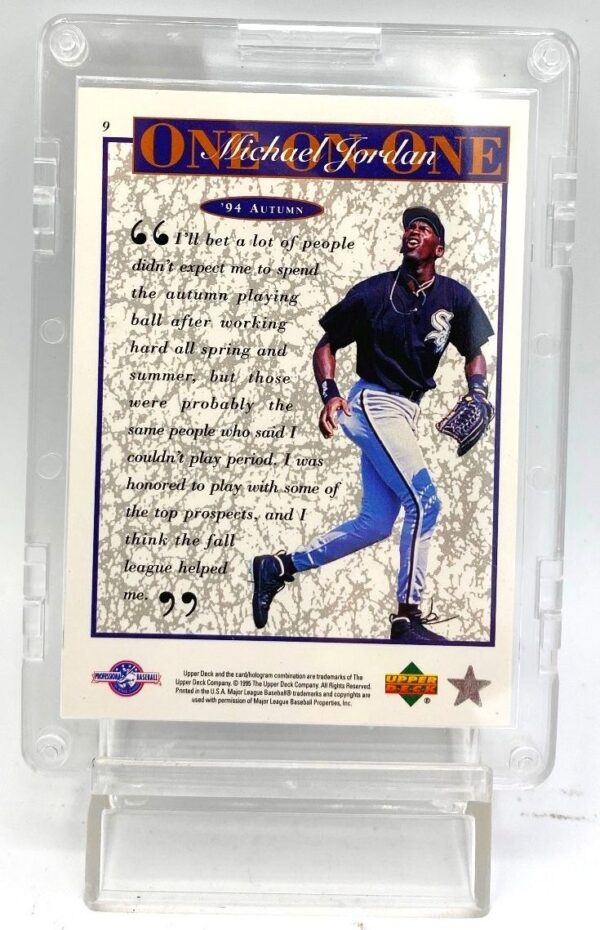 1995 Upper Deck (One On One '94 Autumn) Michael Jordan Retires Card #9 (5)