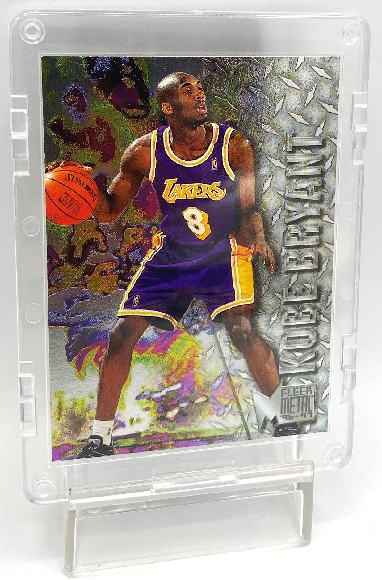 1996-97 Fleer Metal! Vintage Kobe Bryant ("Rookie Chrome-Embossed-Script  Print Card #181") L.A. Lakers Uniform #8 Fleer Metal "Rare-Vintage" (1996-97)  » Now And Then Collectibles