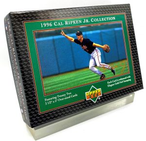 1996 Upper Deck Cal Ripken Jr MLB Collection! Vintage (Elegant Gold Foil Stamping 3.5'' x 5'' Over-Sized Insert Cards Limited Edition 22 Pcs Box Set)