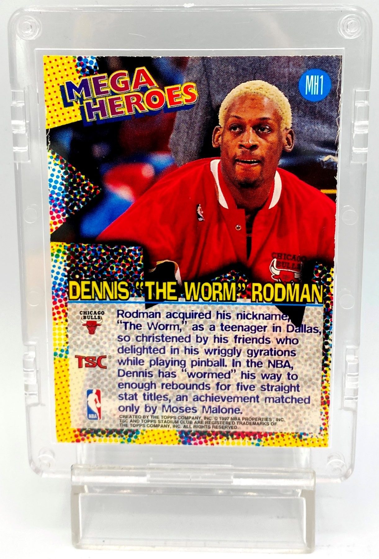 1997 Topps Stadium Club Mega Heroes Collection Dennis Rodman (THE WORM) Bulls Chrome Card #MH1) (1pc) (5)