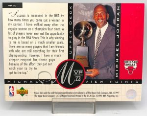 1997 Upper Deck MVP 23 (Michael Jordan) Michael's View Points 5x7 (1pc) Card # VP10 (5)