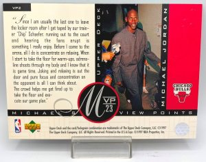 1997 Upper Deck MVP 23 (Michael Jordan) Michael's View Points 5x7 (1pc) Card # VP2 (5)