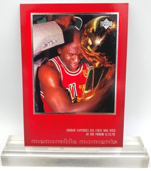 1997 Upper Deck Memorable Moments (Michael Jordan) Captures His First NBA Title 3x5 (2pcs) Card # 20 (1)