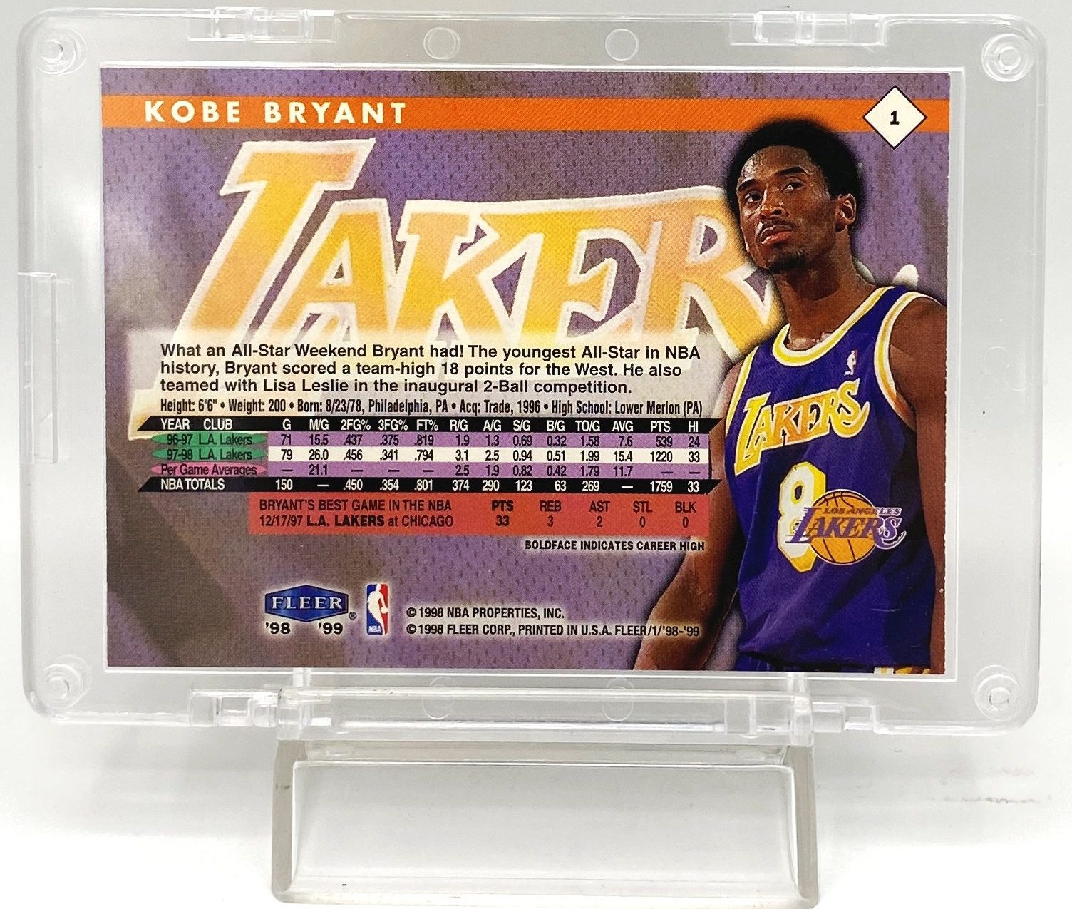 1998-99 Fleer Tradition Kobe Bryant (Gold Script Print) 4pcs Card #1 (5)