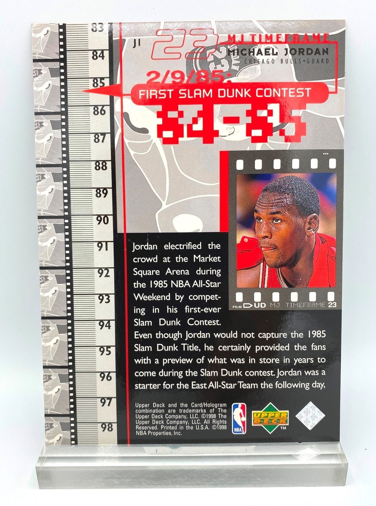 1998 Upper Deck MJ Timeframe 84-85 Authenticated Collection! Vintage  Michael Jordan 2/9/85 First Slam Dunk Contest (