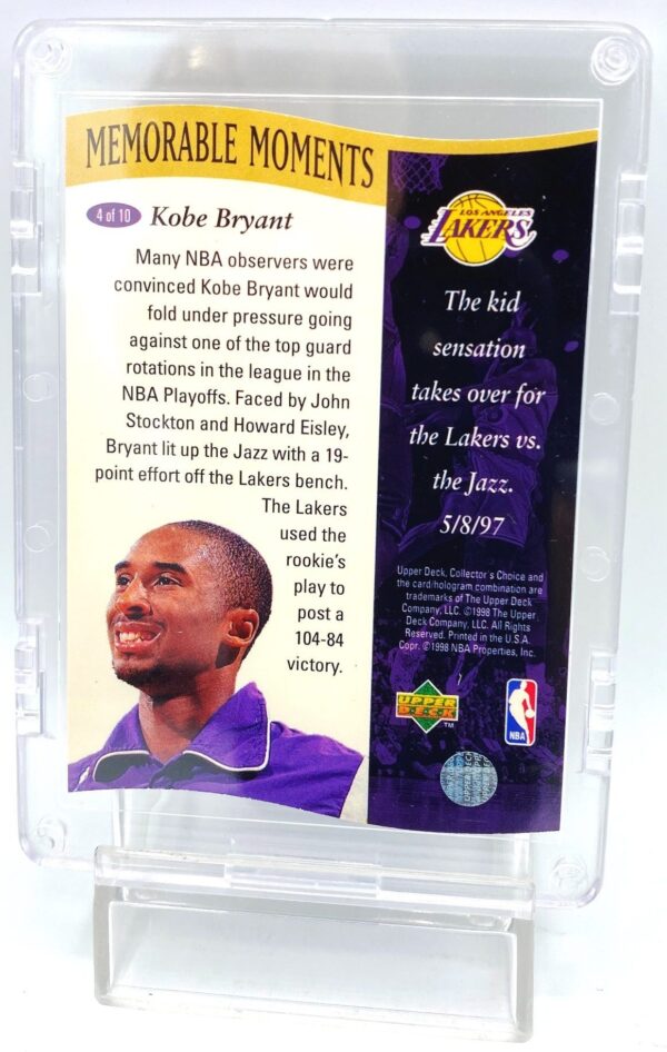 1998 Upper Deck Kobe Bryant (Memorable Moments Gold S P) 2pcs Card #4 of 10 (5) 1998 Upper Deck Kobe Bryant (Memorable Moments Gold S P) 2pcs Card #4 of 10 (5)