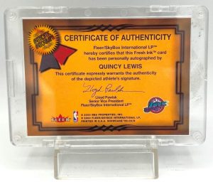 1999-00 Flair (Quincy Lewis) Certified Autograph Card #COA (6)