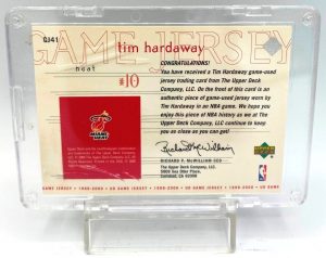 1999-00 Upper Deck (Tim Hardaway) Game Jersey Card #GJ41 (5)