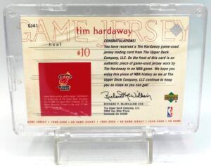 1999-00 Upper Deck (Tim Hardaway) Game Jersey Card #GJ41 (5)