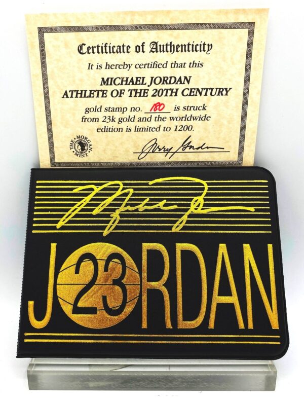 1999-2000 Michael Jordan (Athlete of the Century 23k Gold Stamp & Walet Ltd Ed #180 of 1200) UD (1)