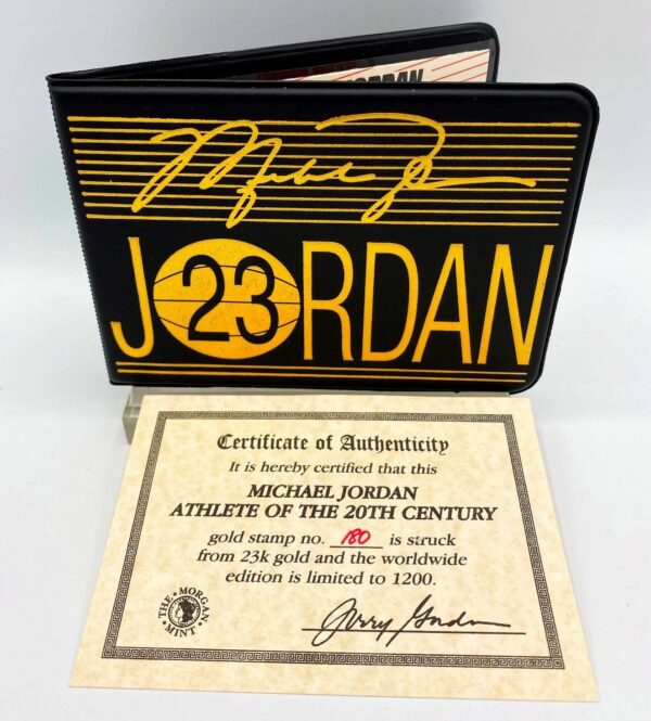 1999-2000 Michael Jordan (Athlete of the Century 23k Gold Stamp & Walet Ltd Ed #180 of 1200) UD (12)