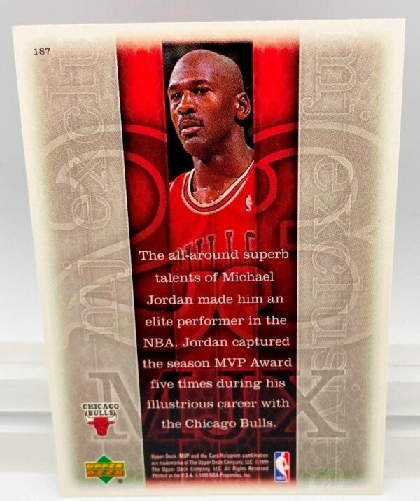 1999 Upper Deck MVP Michael Jordan-MJ Exclusive (5-Time MVP SSP Card #187) 1pc (2)