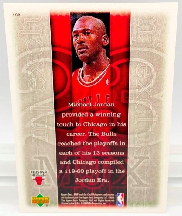 1999 Upper Deck MVP Michael Jordan-MJ Exclusive (Silver PRINT Card #193) 1pc (2)