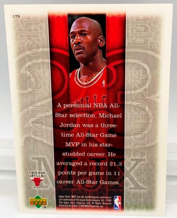 1999 Upper Deck MVP Michael Jordan-MJ Exclusive (Silver Script Print Card #179) 1pc (2)