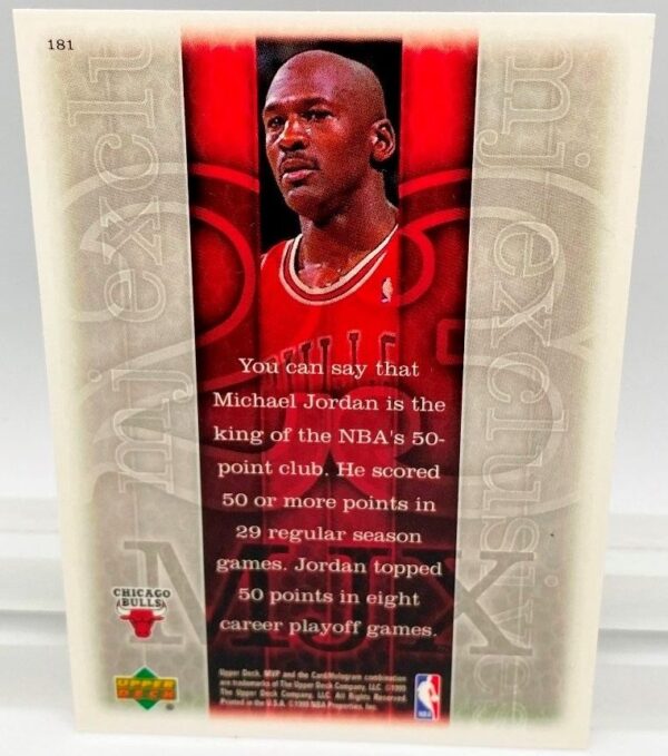 1999 Upper Deck MVP Michael Jordan-MJ Exclusive (Silver Script Print Card #181) 1pc (2)
