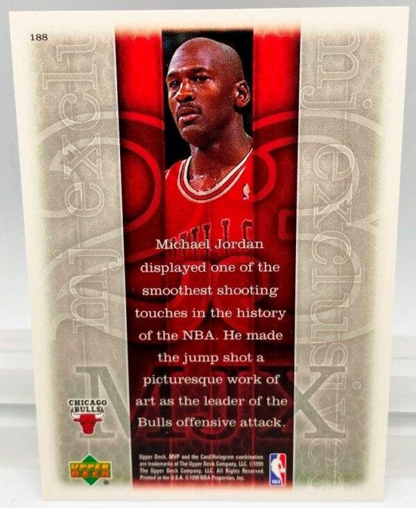 1999 Upper Deck MVP Michael Jordan-MJ Exclusive (Silver Script Print Card #188) 2pc (2)