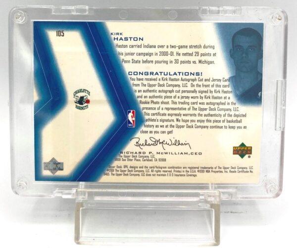 2001 SPX (Kirk Haston) Auto-Rookie Jersey Card #105 (5)