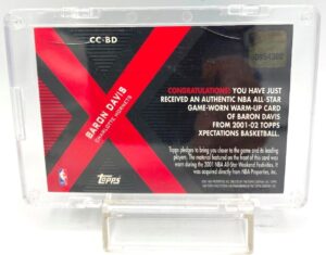 2001 Topps (Baron Davis) Game Worn Warm-Up Card #CC-BD (5)